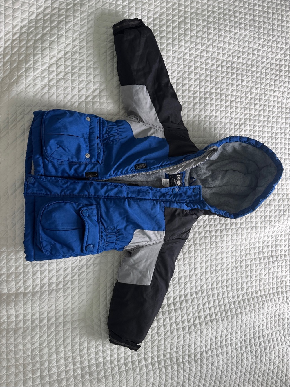 OshKosh Boys Winter Jacket Coat Size 2T Blue Fleece Lined Hooded